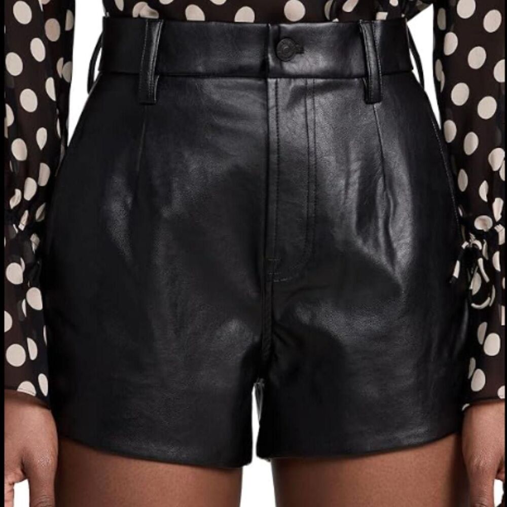 7 For All Mankind Black Tailored Faux Leather Shorts - Size Medium